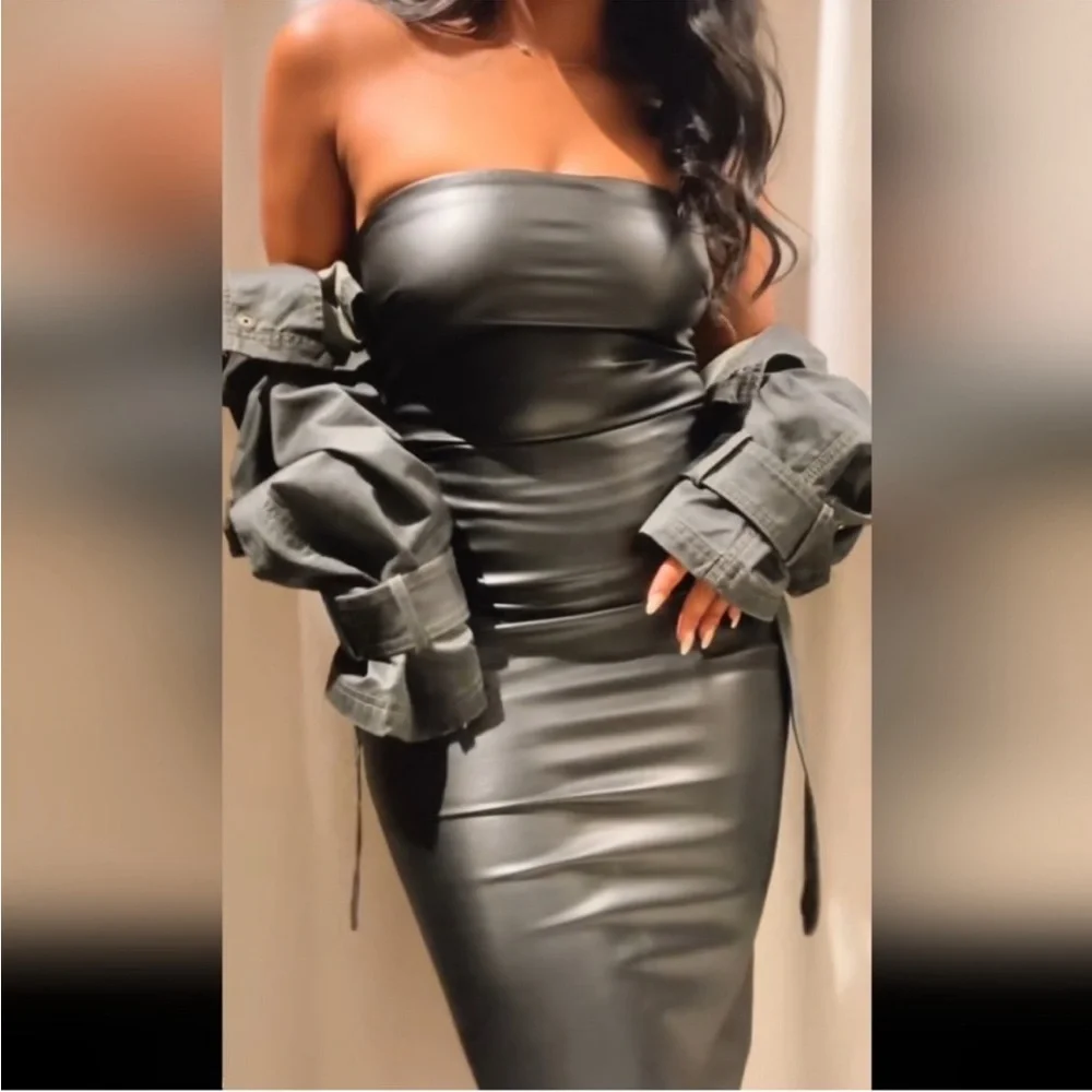 Zara faux leather midi dress - Picture 9 of 16